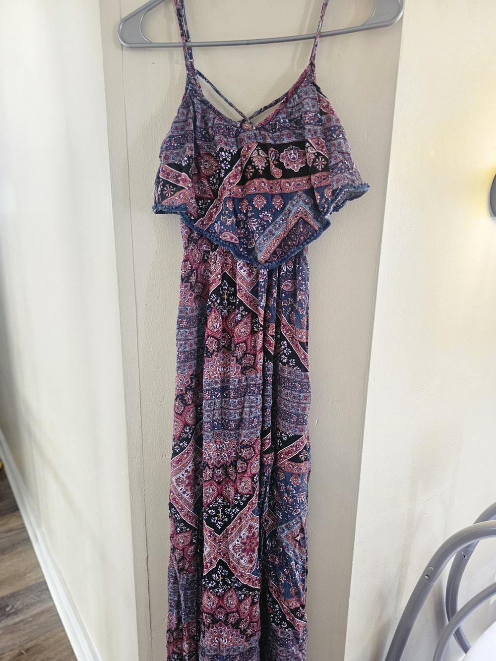 American Eagle Outfitters Blue and Pink Paisley Maxi Dress